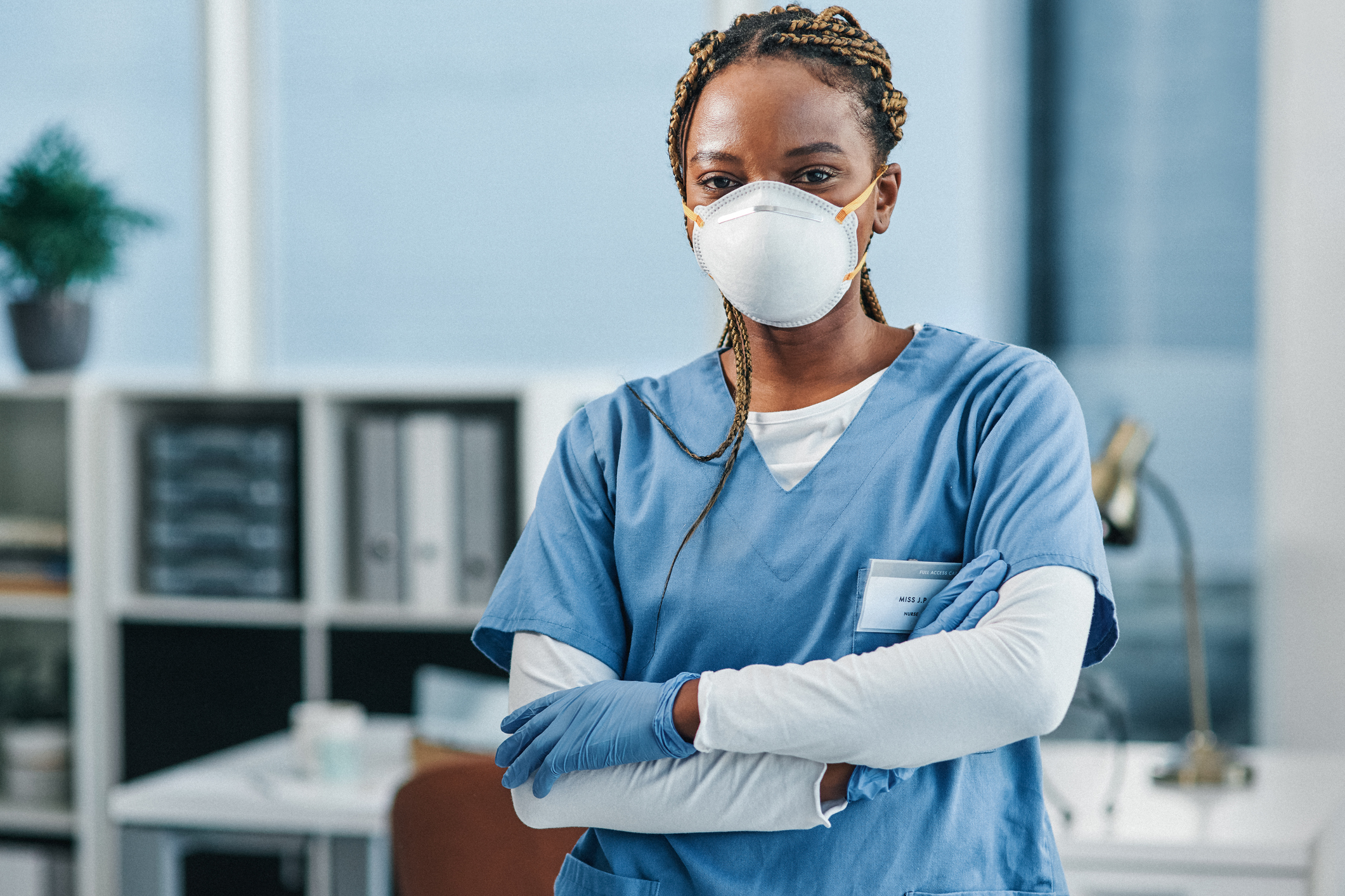 Nurse wearing a mask in a hospital